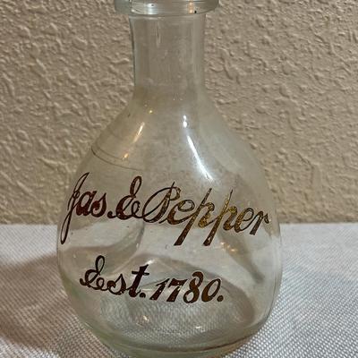 Antique Glass Jas. E. Pepper Antique Whiskey Bottle