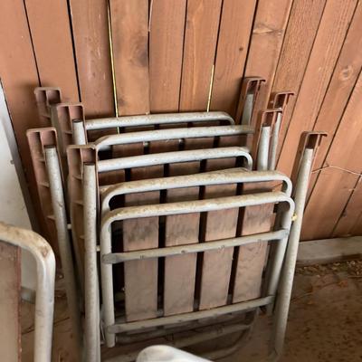 Redwood and Aluminum 6 Folding Chairs