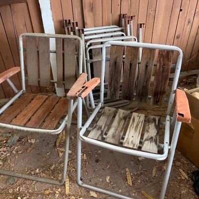 Redwood and Aluminum 6 Folding Chairs