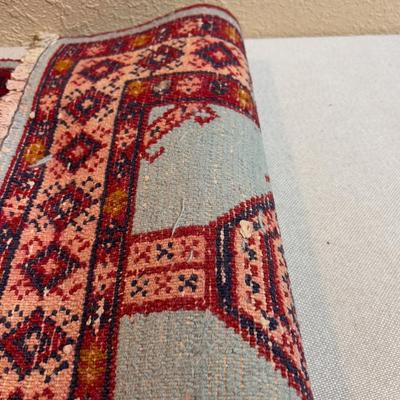 Small Prayer Rug Red and Light Blue