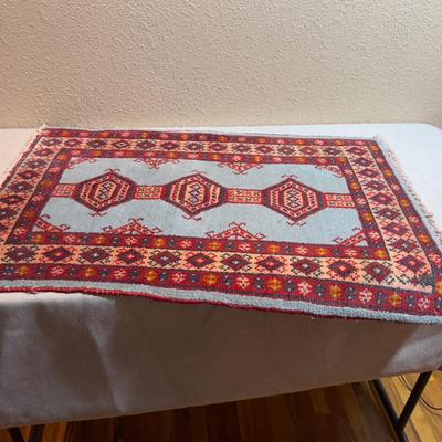 Small Prayer Rug Red and Light Blue