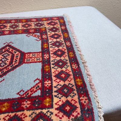 Small Prayer Rug Red and Light Blue