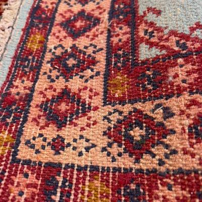Small Prayer Rug Red and Light Blue