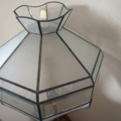 Antique Floor Lamp with Frosted Lead Glass Shade