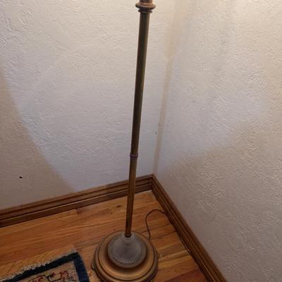 Antique Floor Lamp with Frosted Lead Glass Shade