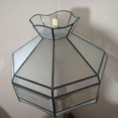 Antique Floor Lamp with Frosted Lead Glass Shade