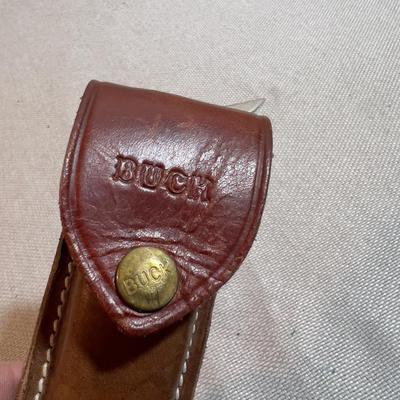 Vintage 1980's 110 BUCK Folding Knife with Sheath