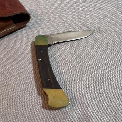 Vintage 1980's 110 BUCK Folding Knife with Sheath