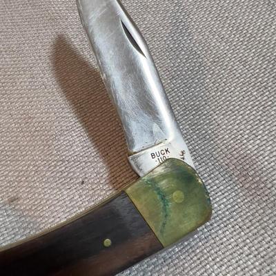 Vintage 1980's 110 BUCK Folding Knife with Sheath
