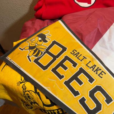 Yankees Blankie Plus Sports Items, including Oakland A's Snuggie