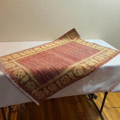 Small Woven Rug Rust and Gold Color