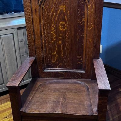 Oak Throne Chair, Antique