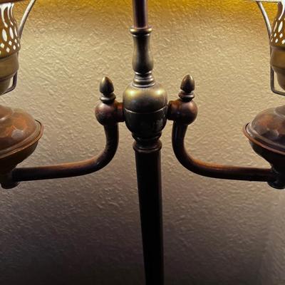 Brass and Amber Shade Floor Lamp
