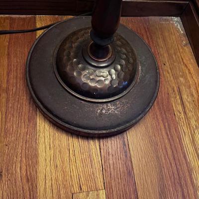 Brass and Amber Shade Floor Lamp