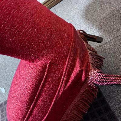 Little Red Slipper Chair with Fringe Trim BRING HELP TO MOVE OUT!!!!