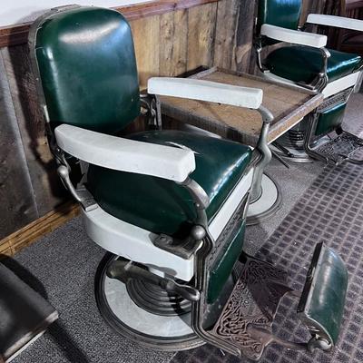 PAIR of ANTIQUE KOKEN Enamel BARBER CHAIRS