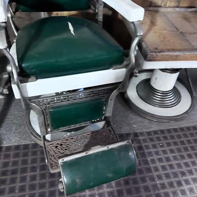 PAIR of ANTIQUE KOKEN Enamel BARBER CHAIRS