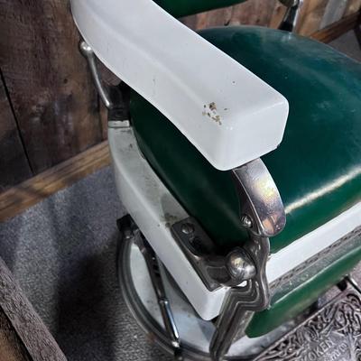 PAIR of ANTIQUE KOKEN Enamel BARBER CHAIRS