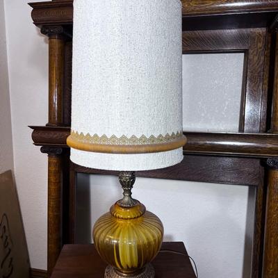 Sixties AMBER Glass Lamp with Shade