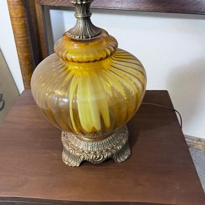 Sixties AMBER Glass Lamp with Shade