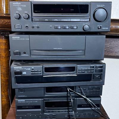 Stack of KENWOOD Components: Tuner, Amp, Power Amp, Cassette, CD