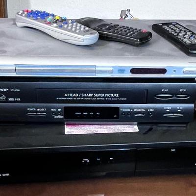 DVD, VHS, Dish Network (3) Components with remotes.