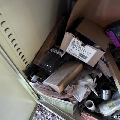 Metal Cabinet with Contents