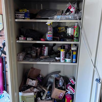 Metal Cabinet with Contents