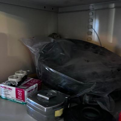 Metal Cabinet with Contents