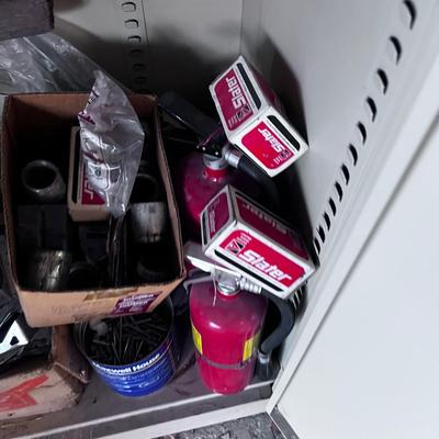 Metal Cabinet with Contents