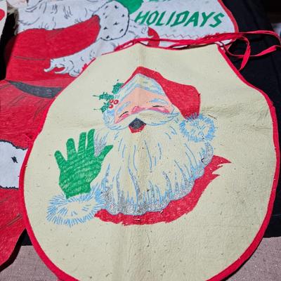 Vintage Christmas decor - Home-made Santa tube paint ornaments and more
