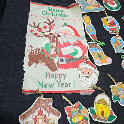 Vintage Christmas decor - Home-made Santa tube paint ornaments and more