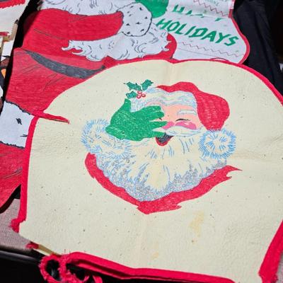 Vintage Christmas decor - Home-made Santa tube paint ornaments and more