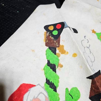 Vintage Christmas decor - Home-made Santa tube paint ornaments and more
