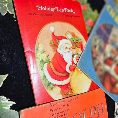 Vintage Christmas Ephemera, old booklet story books and paper decor