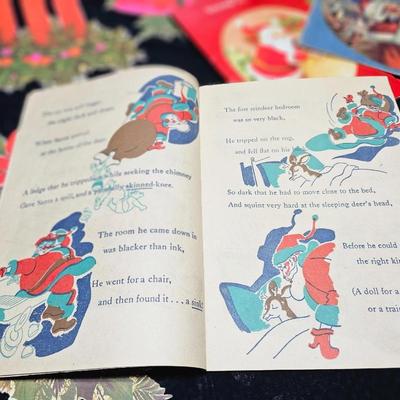 Vintage Christmas Ephemera, old booklet story books and paper decor