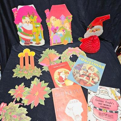 Vintage Christmas Ephemera, old booklet story books and paper decor