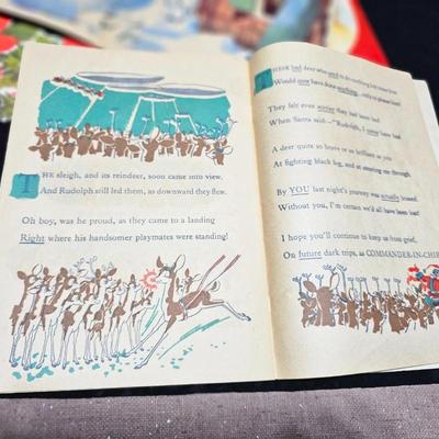 Vintage Christmas Ephemera, old booklet story books and paper decor