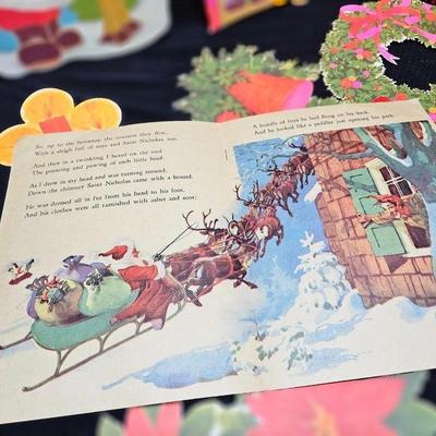 Vintage Christmas Ephemera, old booklet story books and paper decor