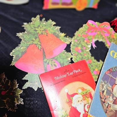 Vintage Christmas Ephemera, old booklet story books and paper decor