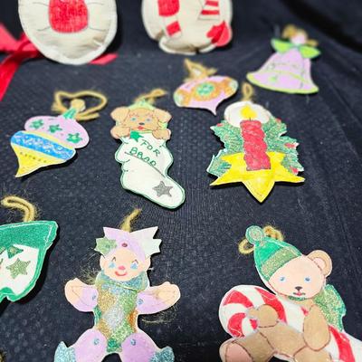 Vintage tube paint felt ornaments - all "puffy" handmade ornaments