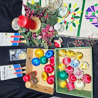 Vintage Christmas decorations - ornaments - candles and more