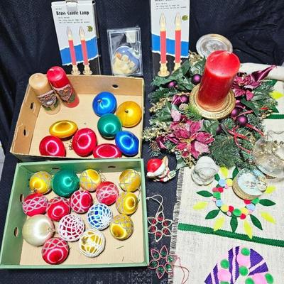 Vintage Christmas decorations - ornaments - candles and more
