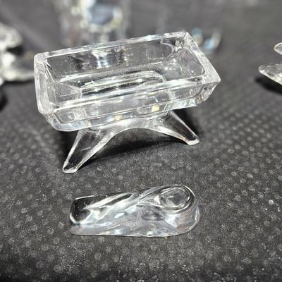 Crystal glass Dansk Nativity Figurines with three trees