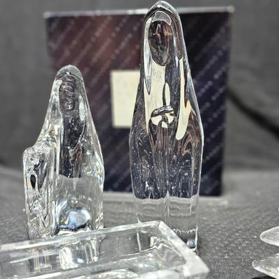 Crystal glass Dansk Nativity Figurines with three trees