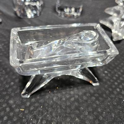 Crystal glass Dansk Nativity Figurines with three trees