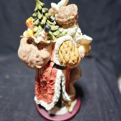Large musical snow globe - stained glass wreath and a tall Santa