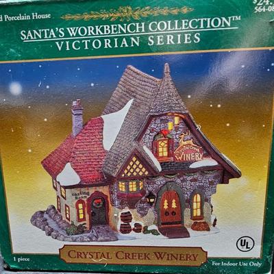 Two Christmas village buildings - Casino and crystal creek winery