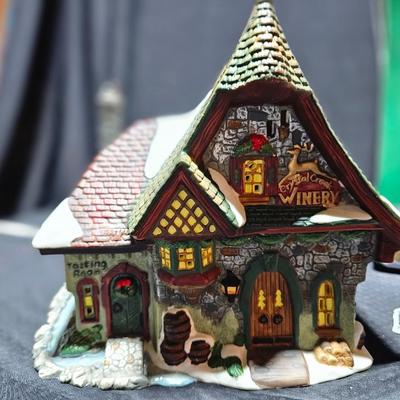 Two Christmas village buildings - Casino and crystal creek winery
