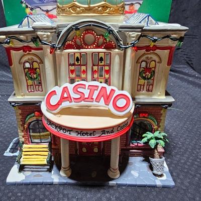 Two Christmas village buildings - Casino and crystal creek winery